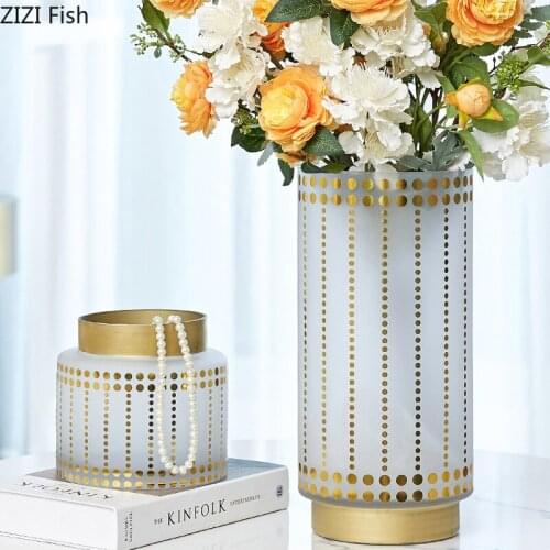 Modern Frosted Glass Vase Living Room Flower Arrangement Decoration Luxury Hydroponic Dining Table Dried Flower Vases Home Decor