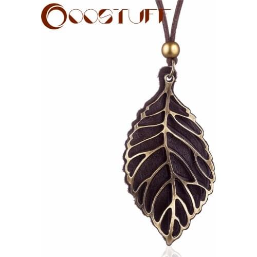 Vintage Necklaces & Pendants for Women Jewelry Love Leaf Suspension Long Pendant Statement Necklace For Christmas Gift Wholesale