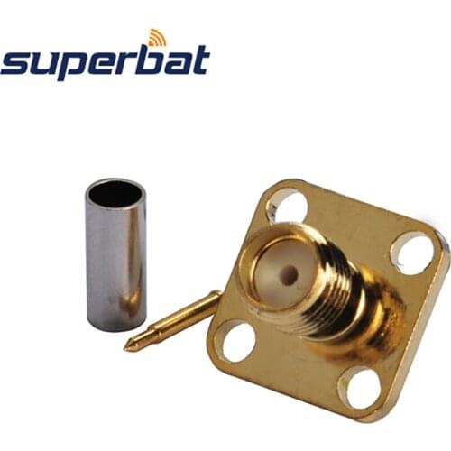 Superbat RP-SMA Crimp Jack(male pin) Flange RF Coaxial Connector for Cable LMR100 RG316 RG174
