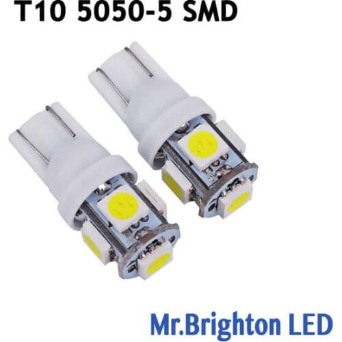 T10 led bulb interior light 5w5 w5w led signal light 12v 5 smd 6500k white auto side plate wedge reading lamps license 194 168