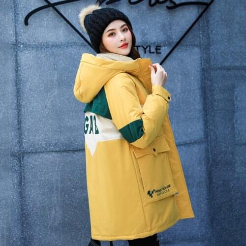 Women hooded long jackets winter parka safari style hooded Korean thick patchwork plus size coats