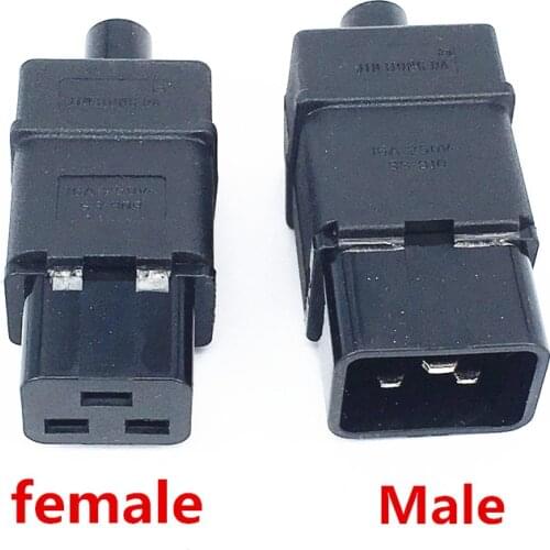 1PCS PDU/UPS socket Standard IEC320 C19 C20 16A 250V AC Electrical Power Cable Cord Connector Removable plug female male Plug