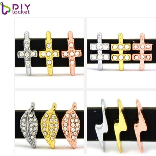 10pcs/lot 8mm Crystal Mix Style Slide Charms Bead Charms Fit Diy Wristband Belt & Bracelet LSSC326-408