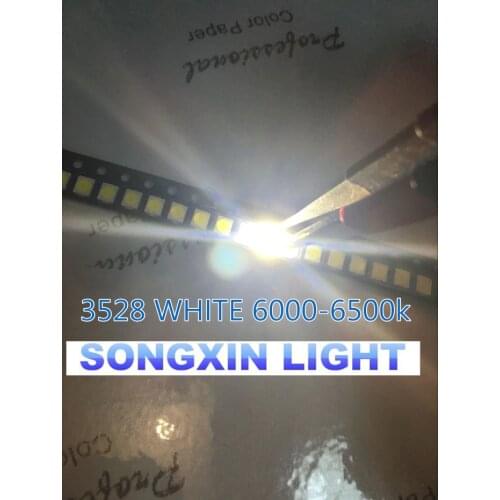 1000PCS/LOT 1210 white 3528 SMD LED bright white light-emitting diodes 5000-7000k 6-7lm 2000-2200mcd 2.8-3.6v 3528 Cool white