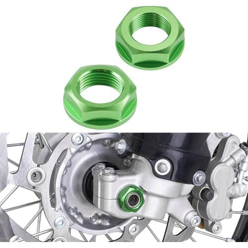 Front Rear Wheel Axle Nut Screw Aluminum 2PCS For KAWASAKI KX125 KX250 KX450 KLX450R KX 125 125F 250 250F 450 450F KLX 450R