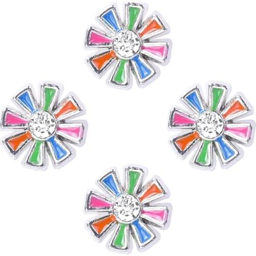 20Pcs/Lot Enamel Rainbow Flower Floating Charms Making Plant Pandant Locket Necklaces Gift Jewelry