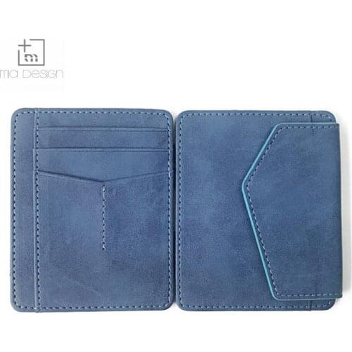 2020 Mini Handmade open closure type bifold trick wallet smart pu magic wallet with strap