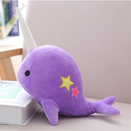 25CM-35CM Narwhal Whale Binary Star Doll Plush Toy Soft Animal Ocean Sea Stuffed Toys for Children Christmas Gift Kid Brinquedos
