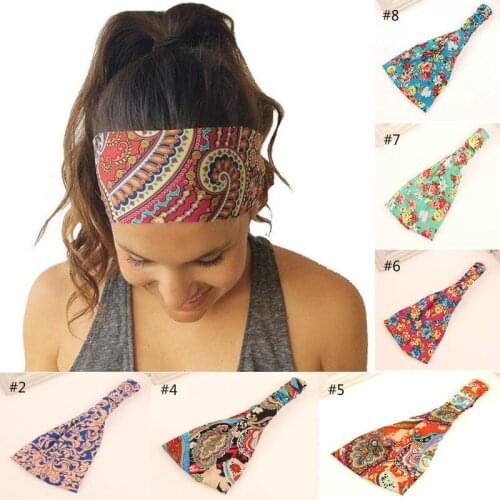 50Pcs/Lot Women Floral Wide Bandana Headband Stretchy Yoga Running Headwrap Lady Hair Band