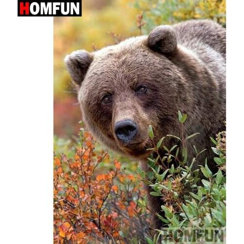 HOMFUN 5D DIY Diamond Painting Full Square/Round Drill "Animal bear" 3D Embroidery Cross Stitch gift Home Decor A04076