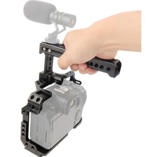 Aluminum Alloy Camera Video Rig Camera Cage with Top Handle Kit for Canon EOS R5 R6 DSLR Camera 1/4 Inch Screw Holes &Cold Shoes