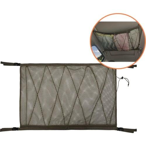Car Ceiling Roof Interior Mesh Pocket Cargo Net Zipper Storage Bag 1 order