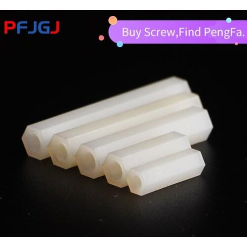 Peng Fa M2.5 M3 M4 white Hex Nylon Standoff Spacer Column Flat Head Double Pass Nylon Plastic Spacing Screws