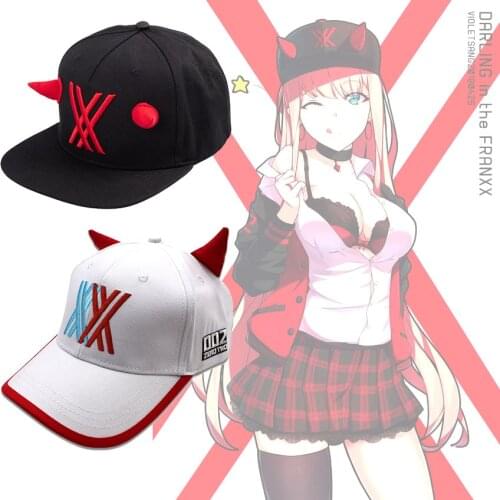 Anime darling in the franxx hat Cosplay prop Accessories Zero Two 02 Adjustable Baseball Caps