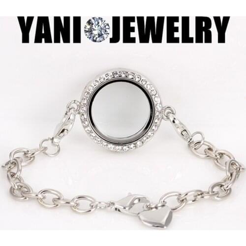 10pcs/Lot New Design Floating Charm Bracelet With Heart Pendant Fashion Women Rhinestone Jewelry Accessory