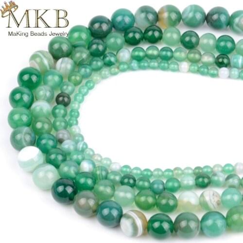 Natural Stone Green Banded Agates Onyx Beads For Jewerly Making 4 6 8 10 12mm Round Beads Diy Bracelet Necklace Wholesale Perles