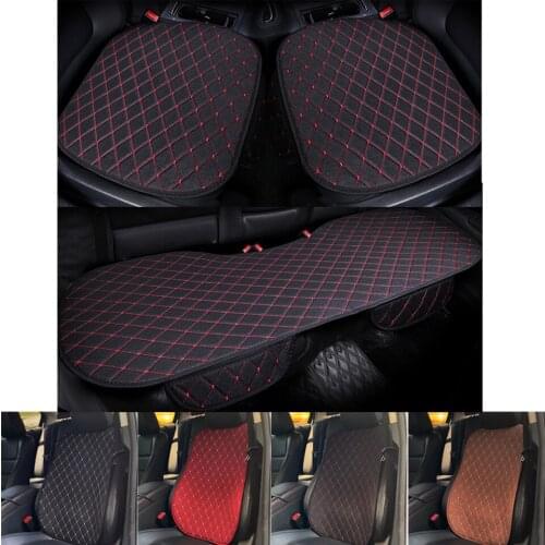 Car Seat Cover Flax Linen Vehicle Back Cushion Breathable Auto Protector Non Slide Accessories Universal Size F7 X36