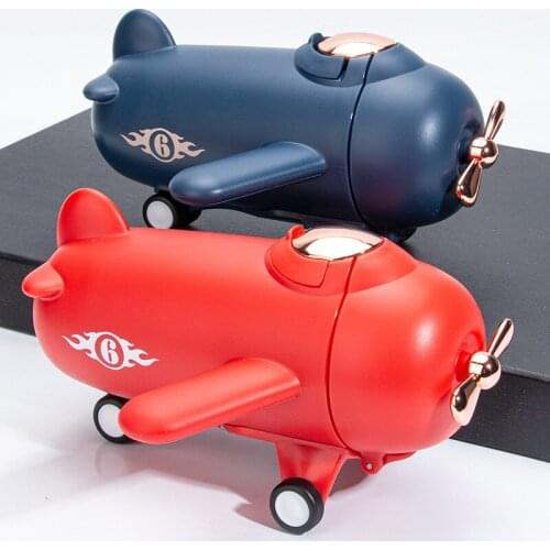 Kids water bottle milk cup gifts vacuum flask with straw 316 stainless steel small airplane With scale water cup small dinosaur