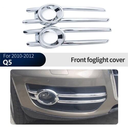 For Audi Q5 2010-2012 Car Front Fog Light Lamp Grill Frame Panel Cover Bezel Trim ABS Chromium Auto Styling Garnish Sticker