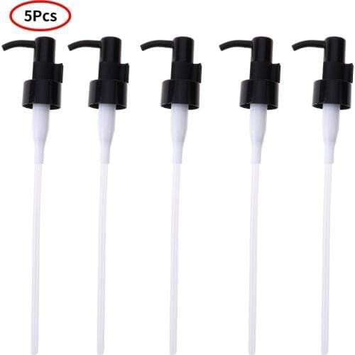5 Bathroom Oil-Rubbed Lotion Dispenser Leak-Proof Plastic Soap Pumps Hand Press Shampoo Bottle Dispenser Pump with Long Dip Tube