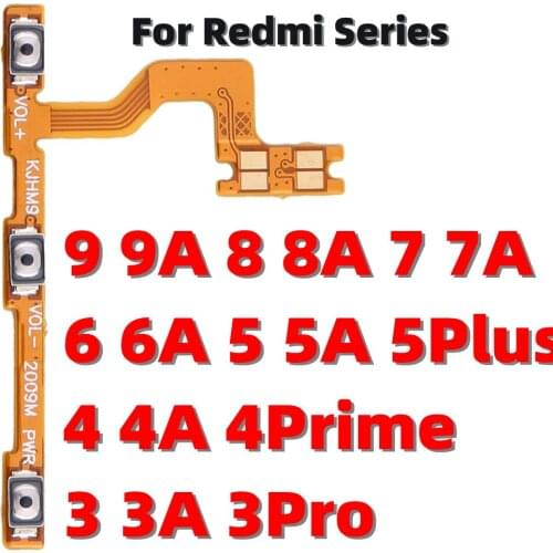 10 PCS Power Volume Button Flex Cable For Xiaomi Redmi 9 9A 8 8A 7 7A 6 6A 5 5A 4 4A 4X 3 3S Pro Plus Prime Side Button Key Flex