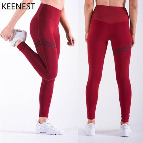 KEENEST High Elastic Fitness Sport Leggings Slim Running Sportswear Pants Women Yoga Pants Quick Drying Training Tights