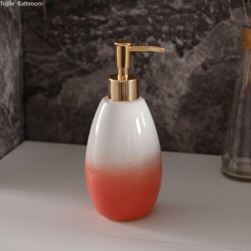 Creativity Gradient Ceramic Lotion Bottle Bathroom Shampoo Soap Dispenser Pump Liquid Soap Dispenser Pump Storage Container