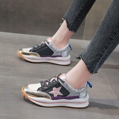 Women Sneakers Round Head Color Matching Platform Casual Sneakers Comfortable Breathable Running Sport Shoes Zapatos De Mujer
