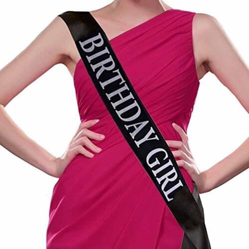 Black Birthday Girl Sash Ribbons 10th 15th 16th 17th 18th 20th 21st 25th 30th 40th adult Birthday Party Favor Decoration gift