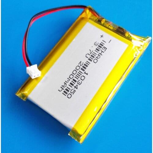EHAO 103450 3.7V 2000mAh lipo polymer lithium rechargeable battery + jst 1.5mm 2pin plug for MP3 GPS navigator DVD