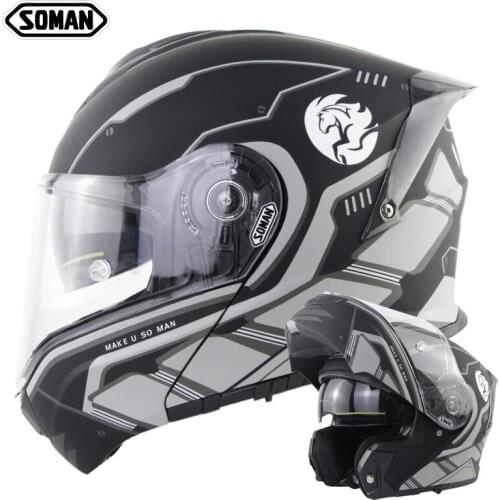 SOMAN 2021 Gundam Motorcycle Helmet Modular Full Face Flip Up Helmets with Rear Spoiler DOT ECE Motorbike Helmet Motorcycle Kask