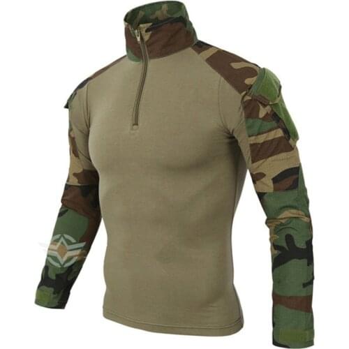 Men Women Military Training Camouflage Tactical Shirt With Elbow Pad Outdoor Hunting Field Shooting Long Sleeve Uniform Tops