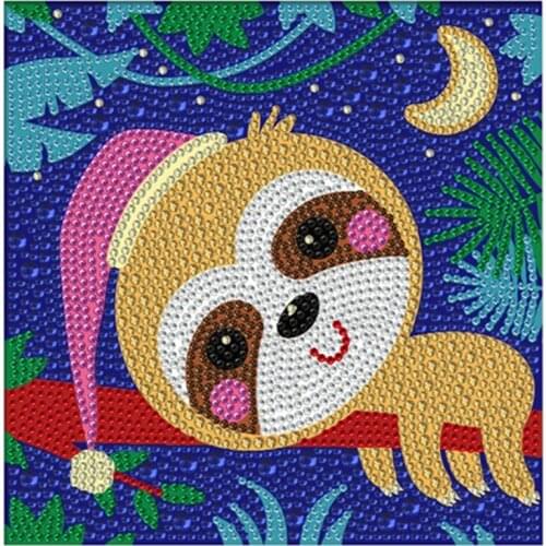 DIY Diamond Painting Cartoon Sloth Diamond Embroidery Round Resin Diamond Cross Stitch Home Decor With Frame For Kids