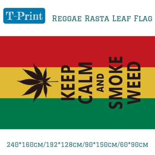 Reggae Rasta Leaf Polyester Wall Sticker Flower Hanging Flag For Bar Party Music Festival Tattoo Shop Decoration