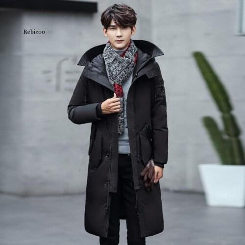 New Arrival Winter Style Men Boutique Long Parkas Fashion Casual Hooded Mens Solid Thick Cotton Padded Clothes M-3Xl