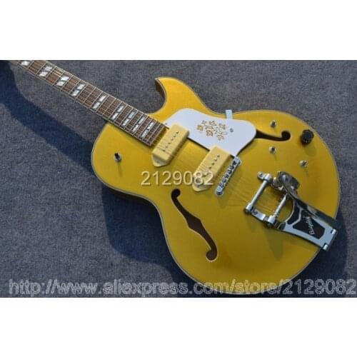 Wholesale best guitar G lp custom electric gutiar with gold top P90 pickups Hollow Body Bigbys Jazz Guitar Free Shipping