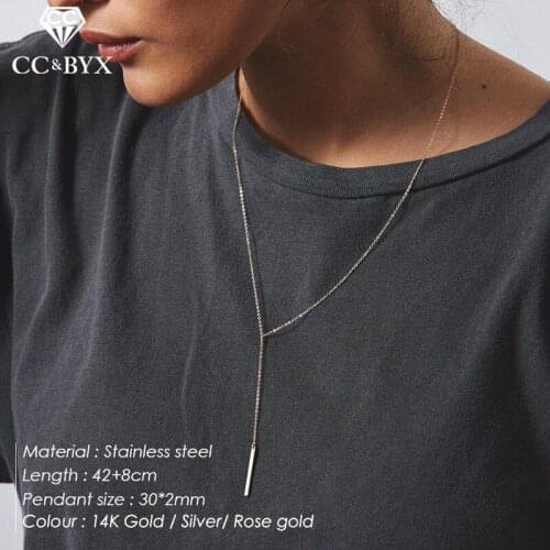 CC Stainless Steel Necklace Fine Jewelry For Women Long Necklaces Pendant Fashion Party Office Collier Ladies Wholesale YX14922