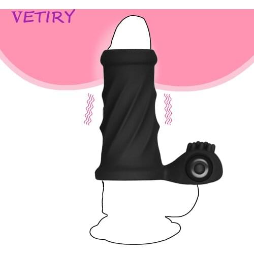Penis Sleeve Vibrator Dick Extender G spot Stimulator Bullet Vibrator Cock Vibrating Ring Ejaculation Delay Strap On Dildo