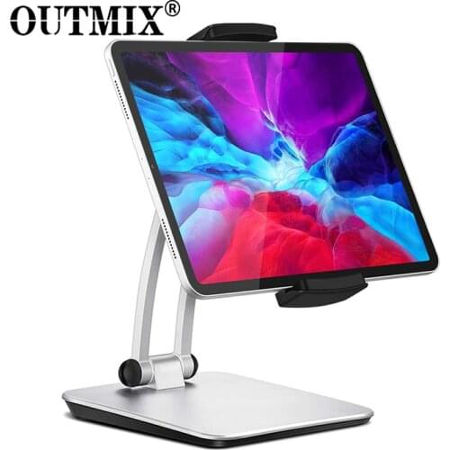 Tablet Stand Aluminum Desktop Adjustable Stand Foldable 360° Swivel Phone Holder for iPad Pro 12.9 11 Air iPhone Samsung Xiaomi