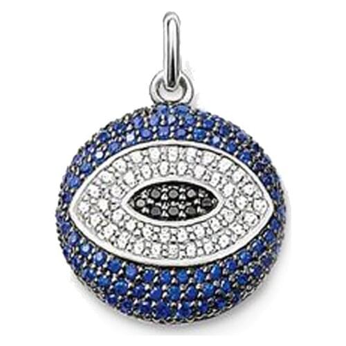 Blue CZ Turkish Evil Nazars Eye Pendants Fit Necklace, 925 Sterling Silver Thomas Style Pendant Jewelry Ts Gift for Women Men