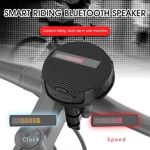 Portable Bluetooth-Compatible Mini Stereo Speakers Digital Display Hands-Free IPX6 Waterproof for Motorcycle Cycling Outdoor