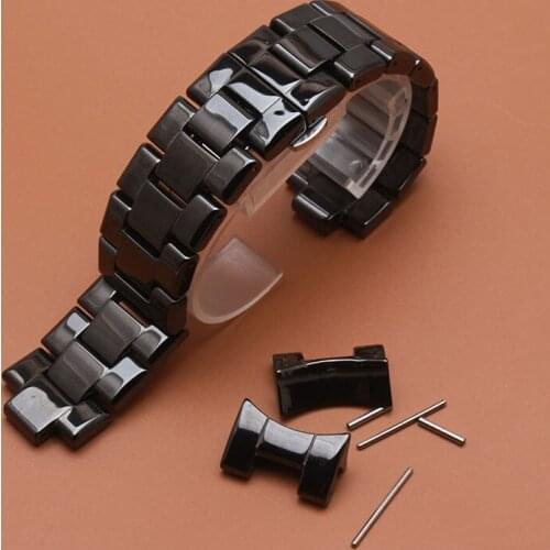 Watchbands 22mm free curved end High Quality Ceramic Watchbands black Diamond Watch fit 1400 1403 1410 1442 Man watches Bracelet