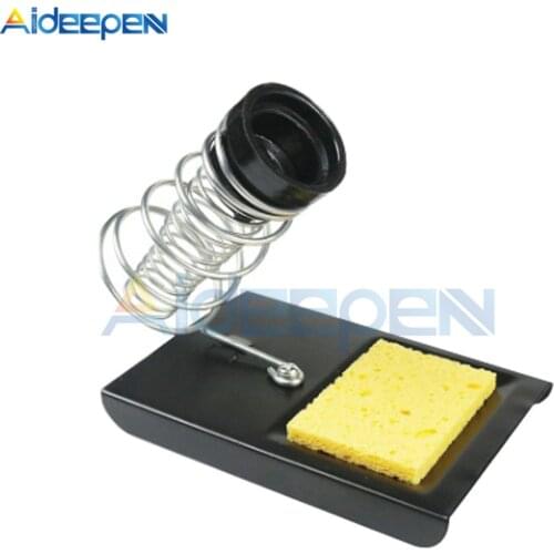 Universal Soldering Iron Stand Holder Base Spring Metal Solder Iron Support Safety Protect Base + Sponge for Soldering Iron