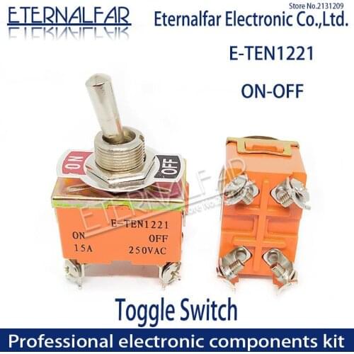 High end Quality Silver Contact E-TEN1221 DPST 12MM 15A 250V AC ON-OFF 4Pin Reset Rocker Toggle Slide Switch Waterproof Boott