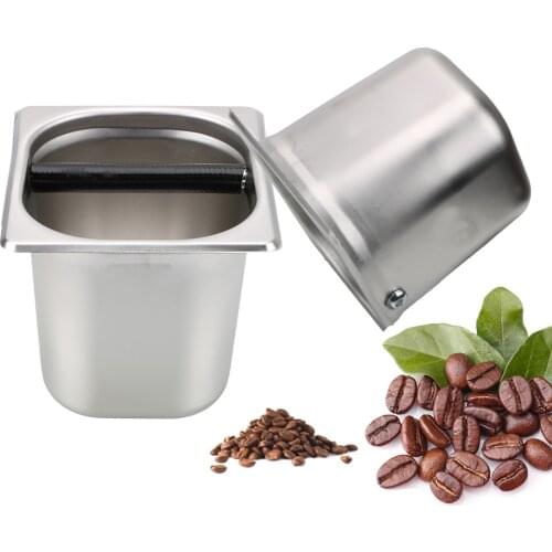 Stainless Steel Espresso Knock Box Container with Rubber Bar for Coffee Machine