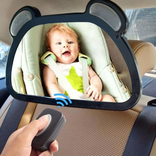 360 Rotation Remote Control LED Car Seat Rearview Mirror Baby Viewing Mirror Child Safety Seat Rearview Mirror