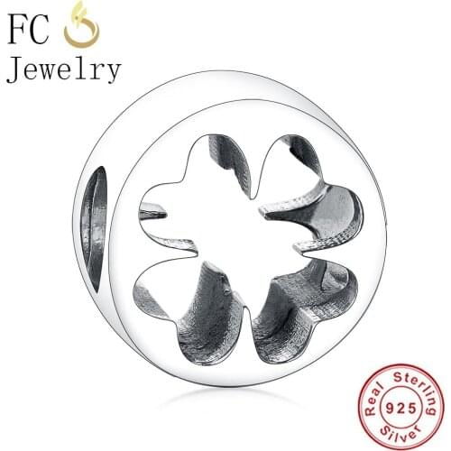 FC Jewelry Fit Original Brand Charm Bracelet Pulsera 925 Sterling Silver Lucky Four-Leaf Clover Flower Bead Women Berloque