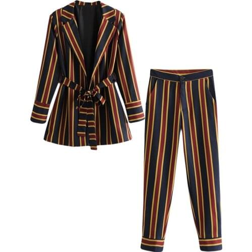 Set female 2019 spring and autumn suit female two-piece casual small suit high waist fashion trousers temperament women