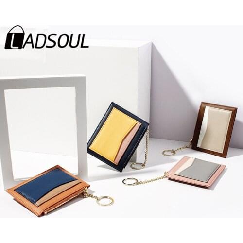 LADSOUL New Fashion Slim Women Small Wallet PU Leather Credit Card Holders Coin Wallet Coin Purses Patchwork Multi-card Position