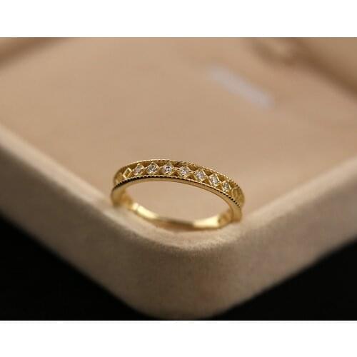 925 Sterling Silver Korean Version Simple Pavé Crystal Ring Women Light Luxury Temperament Wedding Party Jewelry Gift